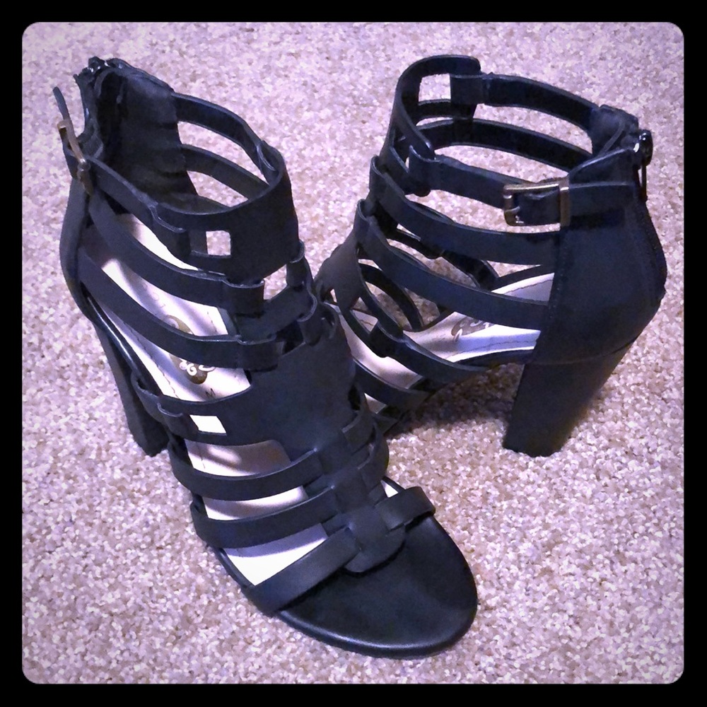 Black chunky heels